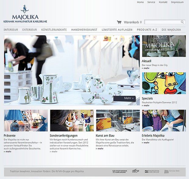 Screenshot von www.majolika-karlsruhe.de